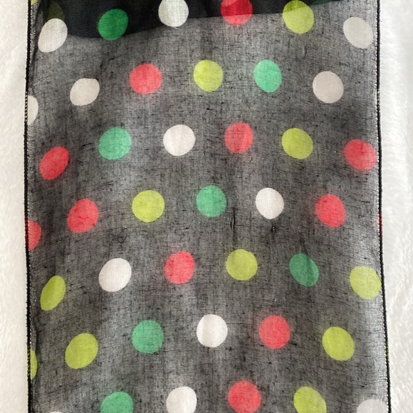 Black sheer colourful polka dot scarf - Picture 16 of 17
